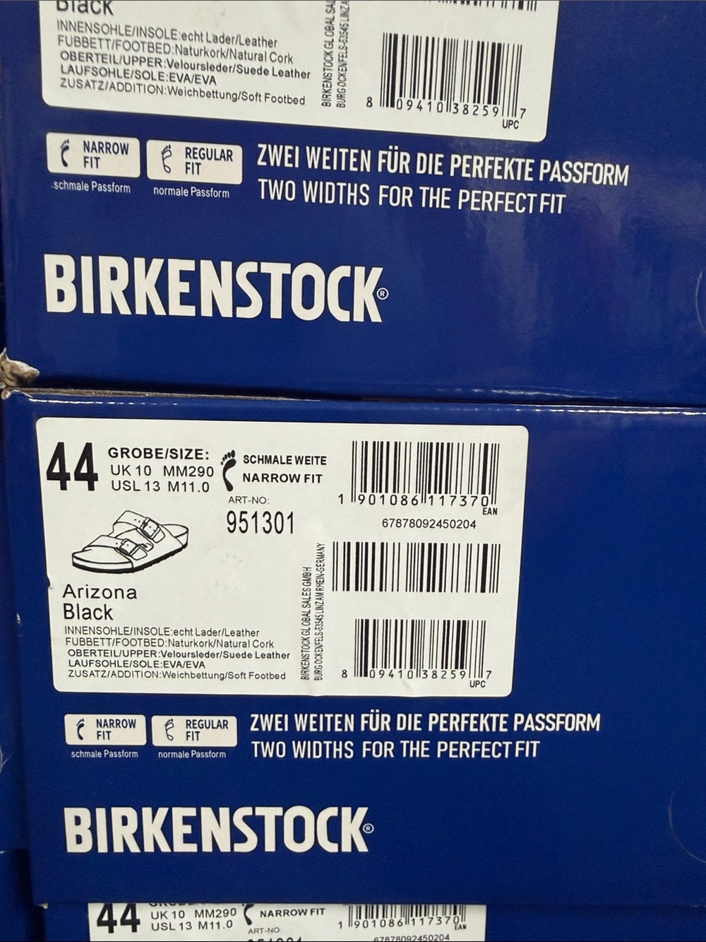 Birkenstock Arizona Soft Footbed Suede Narrow Black - Mens Size 11 - Picture 3 of 5